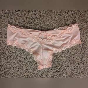 NWT Vintage Victoria's secret bow back cheeky lace trim panty M peach pink